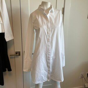 Aritzia Babaton Classic Relaxed Lg Sleeve 100% Cotton Shirt Dress White Sz S